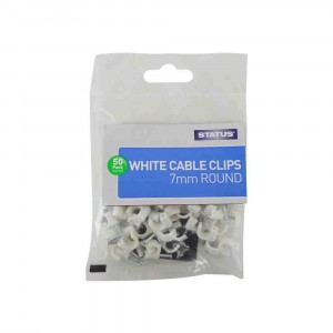 Status Cable Clips Round White 7mm Pack of 50