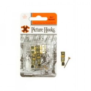 Challenge Original Patent Steel Picture Hooks - Brass Plated (Blister