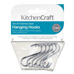 KitchenCraft Pack of Five 10cm Chrome Plated 'S' Hooks