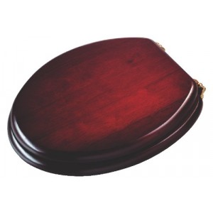 Croydex Solid Wood Toilet Seat Mahogany Brass