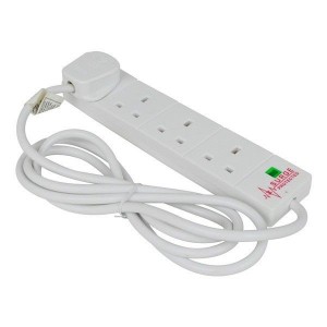 SMJ 4 Way 2m Surge Protected White Extension Socket