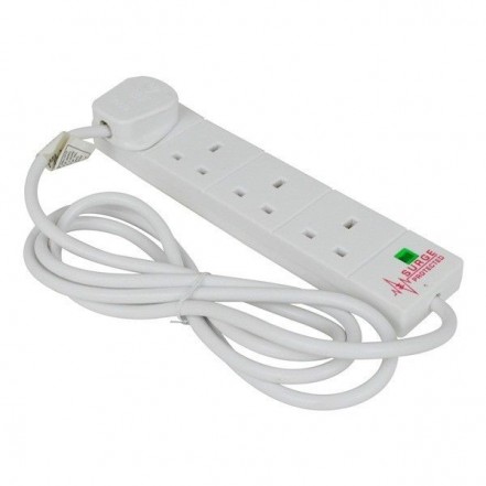 SMJ 4 Way 2m Surge Protected White Extension Socket
