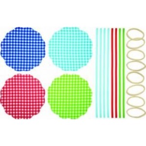 KitchenCraft Home Made Pack of 8 Gingham Patterned Fabric Jam Cover Kits