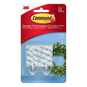 Command Medium Hooks with Strips Pack of 2 Clear