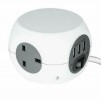 Status 3 Way Cube Socket - USB & Mains White 1.4m