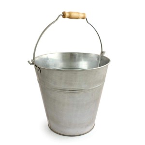 Galvanised Bucket with Wooden Handle