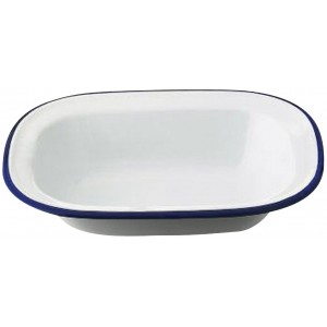 Falcon Traditional Enamel Pie Dish White/Blue Rim