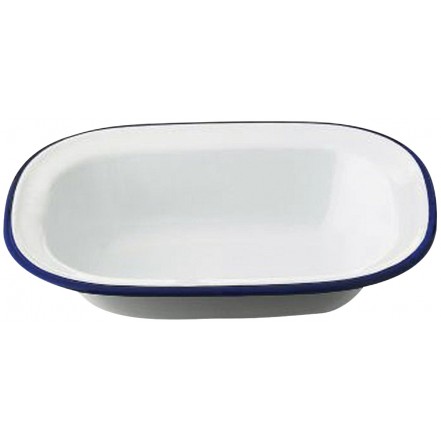 Falcon Traditional Enamel Pie Dish White/Blue Rim